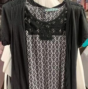 Short sleeve shirt with cardigan